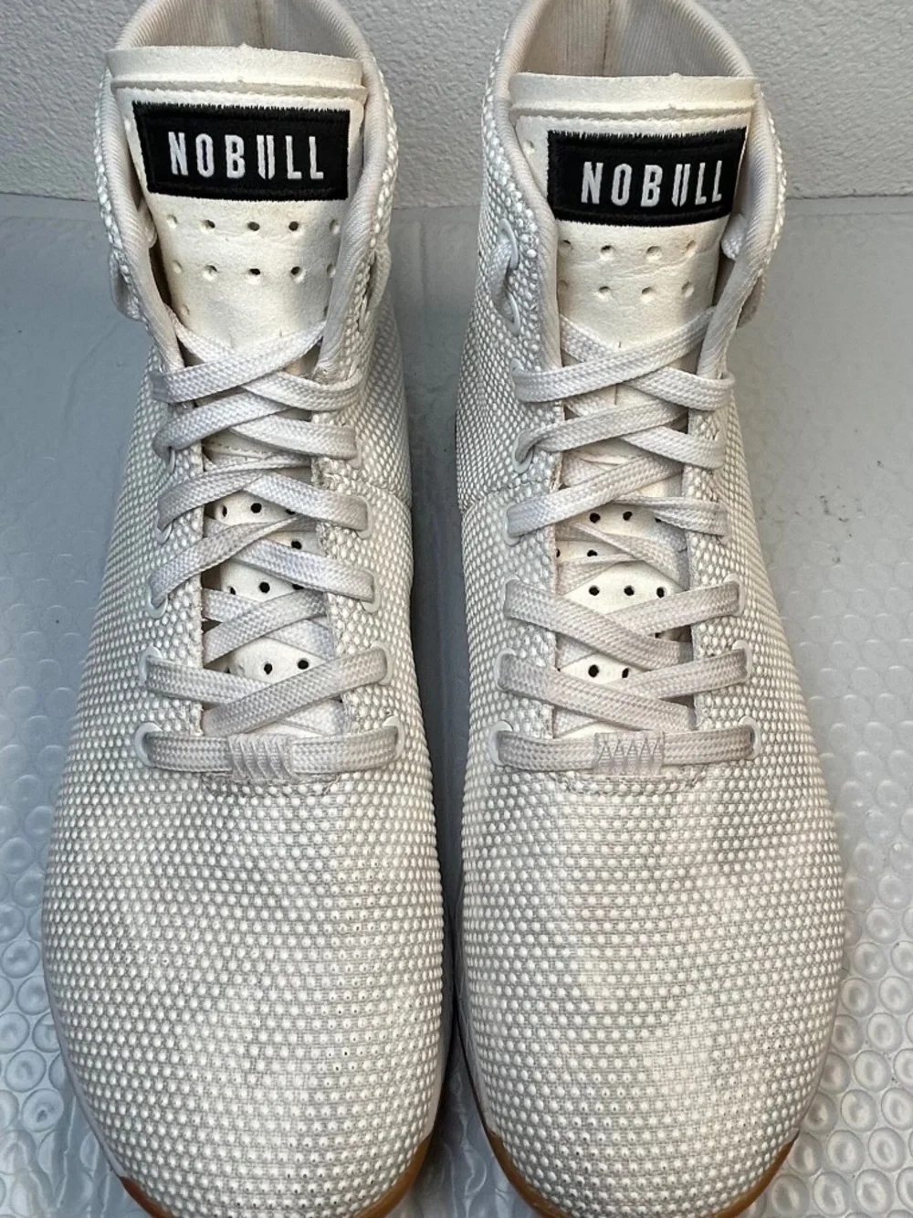 NOBULL Outwork High Top Shoes White Grey SuperFabric CrossFit Gym Mens Size 7